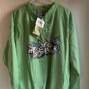 Crazy Shorts key lime shirt with Floral Design